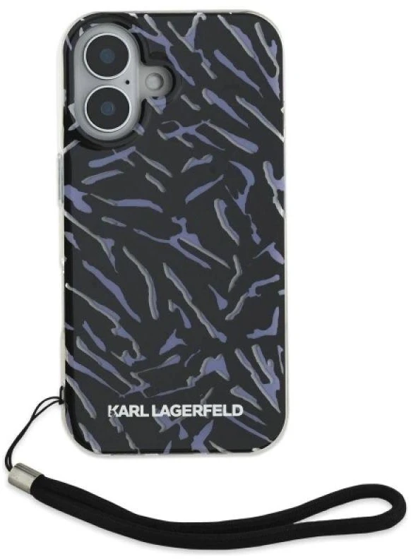 Dėklas Karl Lagerfeld KLHCP16SHZBPKCCU Apple iPhone 16 6.1″ violetinės spalvos Zebra With Cord