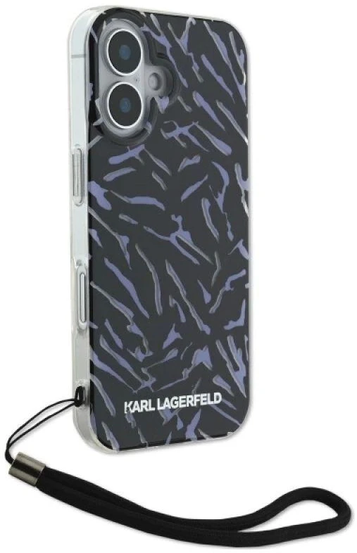 Dėklas Karl Lagerfeld KLHCP16SHZBPKCCU Apple iPhone 16 6.1″ violetinės spalvos Zebra With Cord