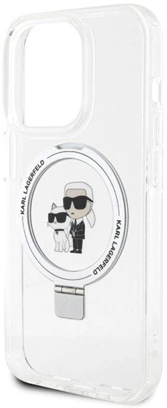 Karl Lagerfeld KLHMP13LHMRSKCH Apple iPhone 13 Pro / 13 6.1″ baltos spalvos kietas dėklas Ring Stand Karl&Choupettt