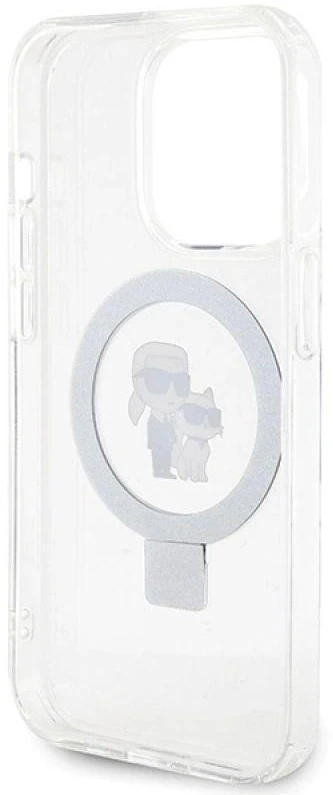 Karl Lagerfeld KLHMP13LHMRSKCH Apple iPhone 13 Pro / 13 6.1″ baltos spalvos kietas dėklas Ring Stand Karl&Choupettt