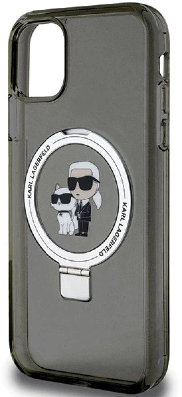 Karl Lagerfeld KLHMN61HMRSKCK Apple iPhone 11/ Xr 6.1″ juodos spalvos kietas dėklas Ring Stand Karl&Choupettte Ma
