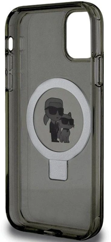 Karl Lagerfeld KLHMN61HMRSKCK Apple iPhone 11/ Xr 6.1″ juodos spalvos kietas dėklas Ring Stand Karl&Choupettte Ma