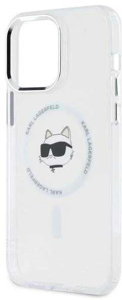 Karl Lagerfeld KLHMP14XHLSCHH Apple iPhone 14 Pro Max 6.7″ baltos spalvos kietas dėklas IML Metal Choupette Head