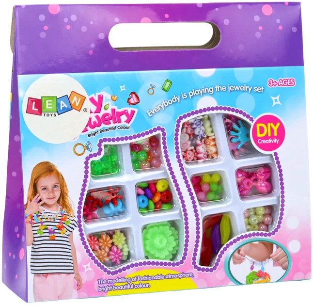 Lean Toys Kūrybinis karoliukų rinkinys papuošalams kurti