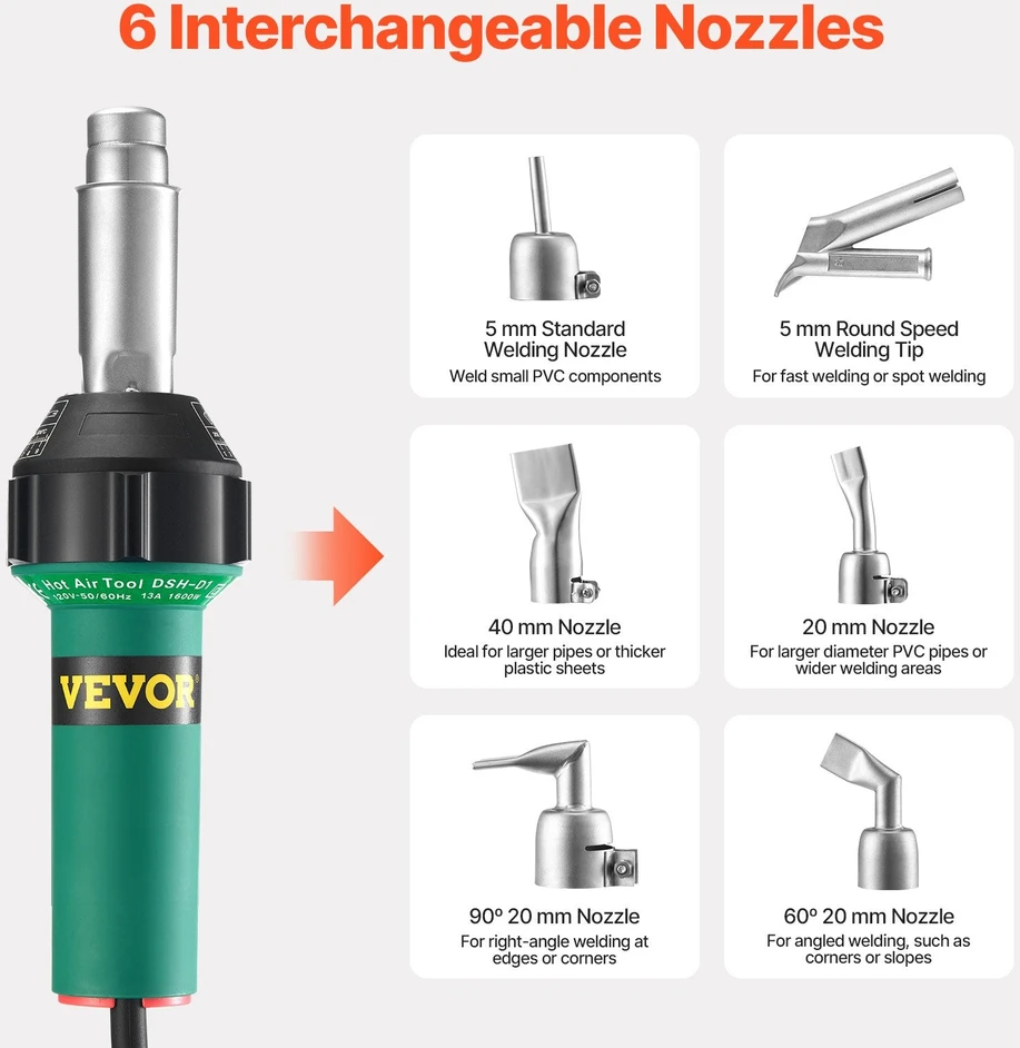 VEVOR Plastiko karšto oro suvirinimo aparatas 1600W