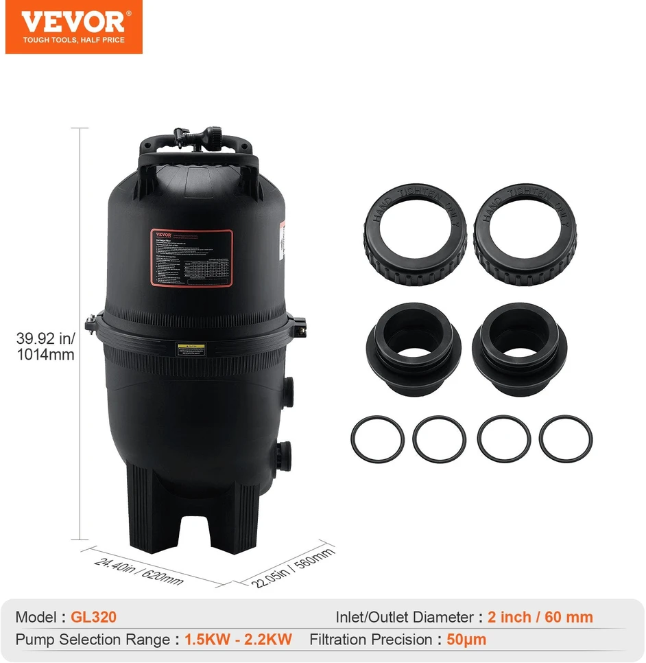 VEVOR Baseino kasetinis filtras su 30 kv.m filtru