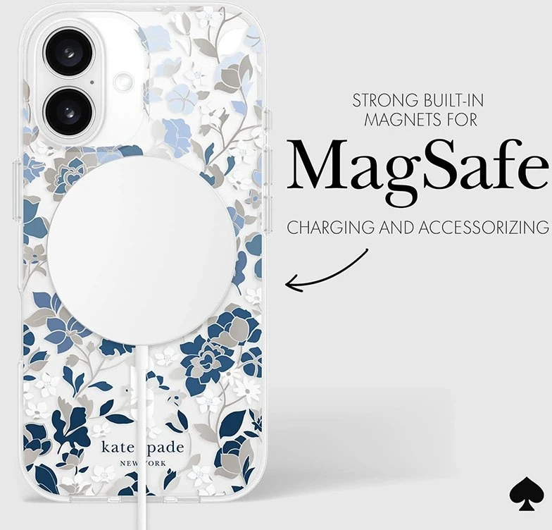 Kate Spade New York Protective Gems MagSafe - dėklas skirtas Apple iPhone 16 Flowerbed Mėlyna