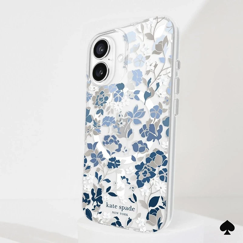 Kate Spade New York Protective Gems MagSafe - dėklas skirtas Apple iPhone 16 Flowerbed Mėlyna