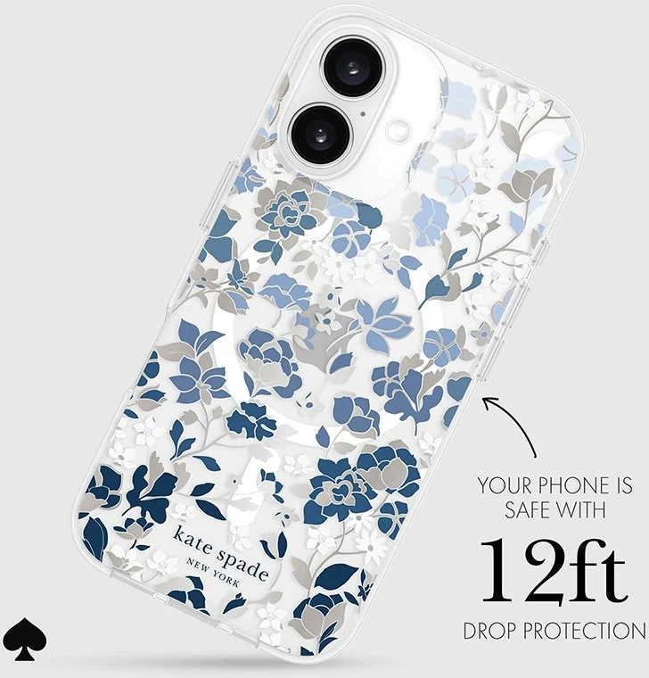 Kate Spade New York Protective Gems MagSafe - dėklas skirtas Apple iPhone 16 Flowerbed Mėlyna