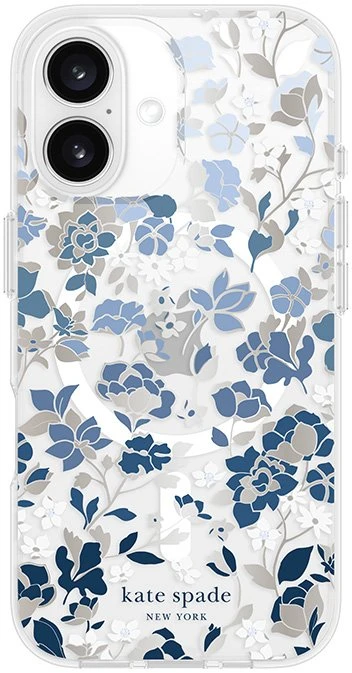 Kate Spade New York Protective Gems MagSafe - dėklas skirtas Apple iPhone 16 Flowerbed Mėlyna