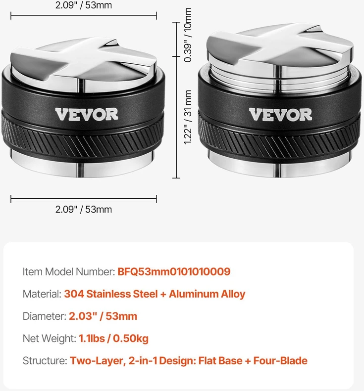 VEVOR 53 mm reguliuojamas kavos paskirstytojas