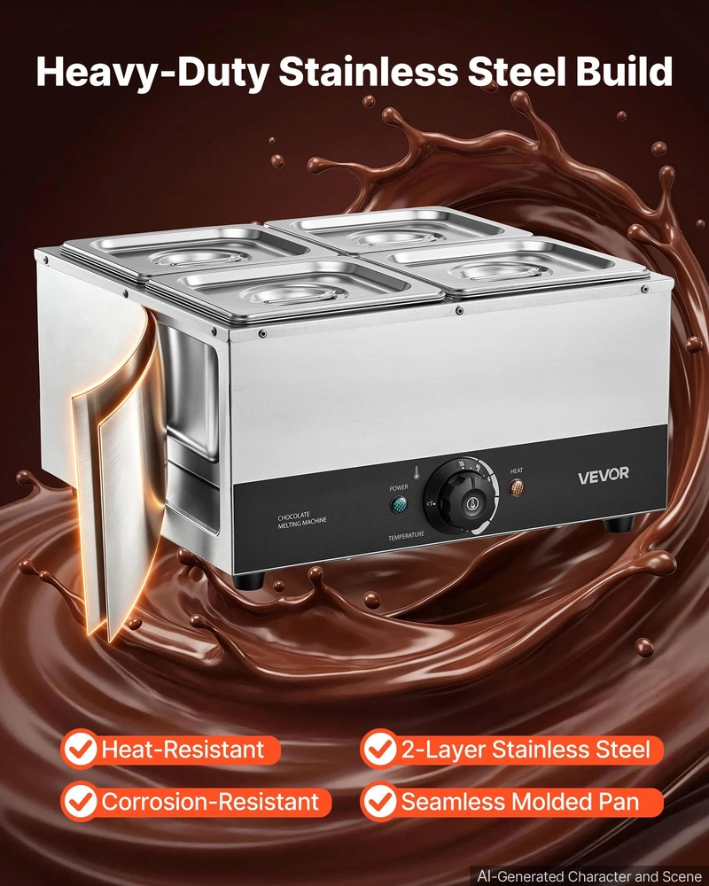 Kavos aparatas Šokolado lydymo aparatas VEVOR CS-4A, 1200 W