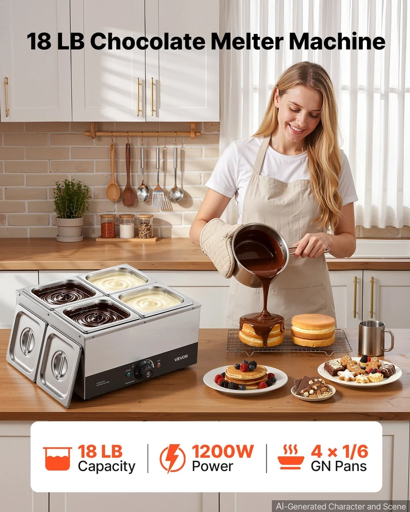 Kavos aparatas Šokolado lydymo aparatas VEVOR CS-4A, 1200 W