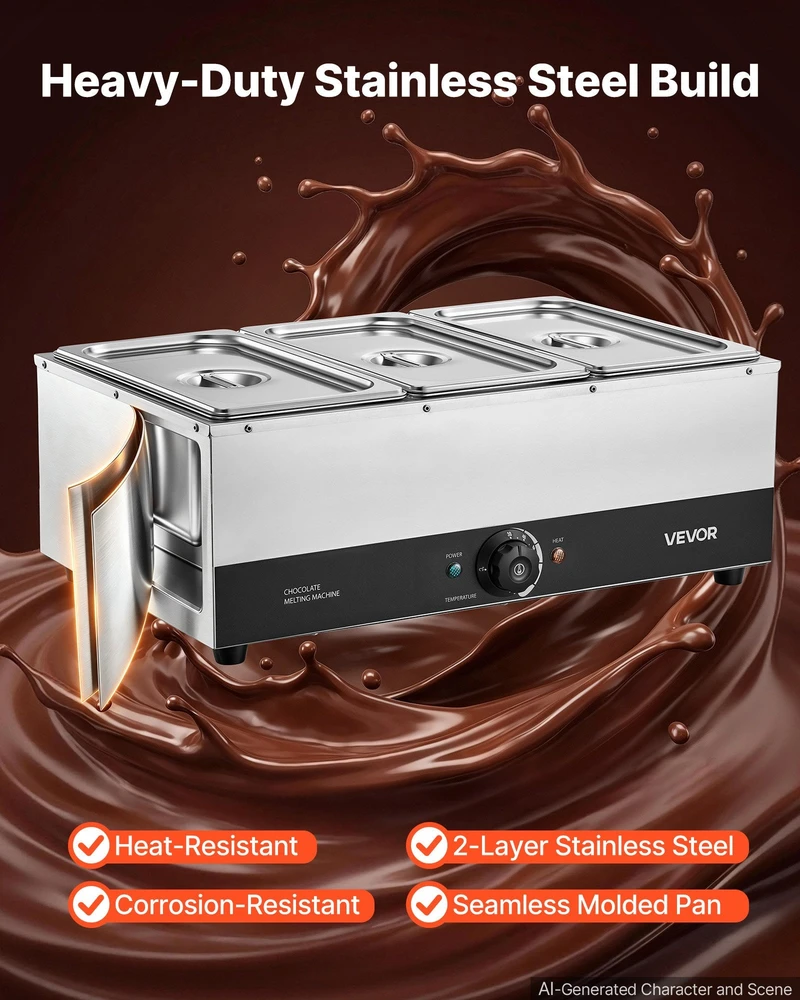 Kavos aparatas Šokolado lydymo aparatas VEVOR CS-6A-3, 1200 W
