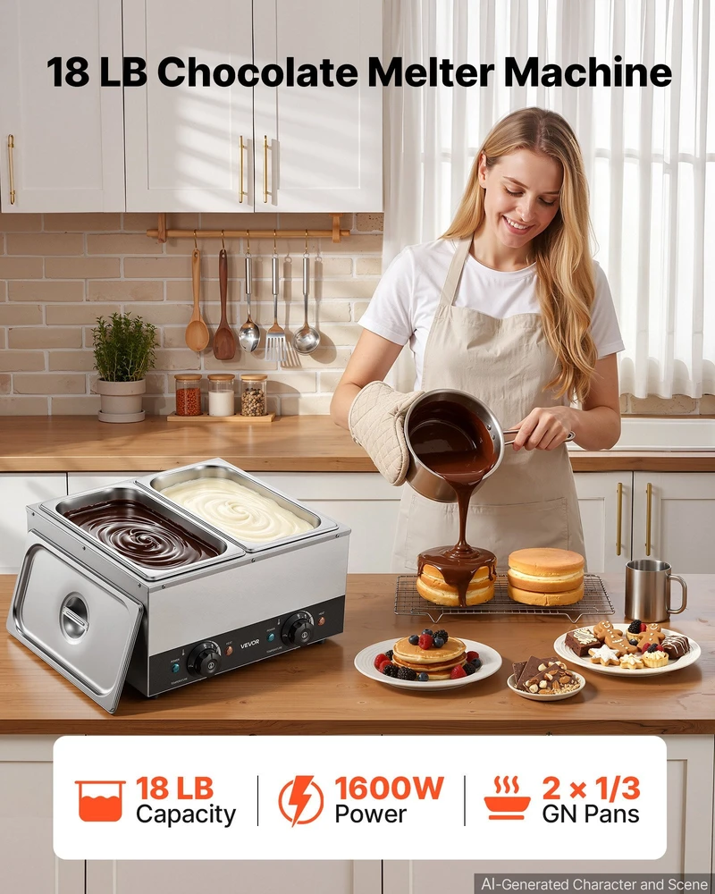 Kavos aparatas Šokolado lydymo aparatas VEVOR CS-2C, 1600 W