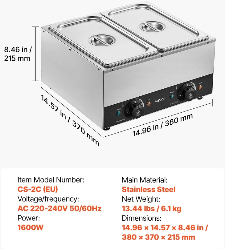 Kavos aparatas Šokolado lydymo aparatas VEVOR CS-2C, 1600 W