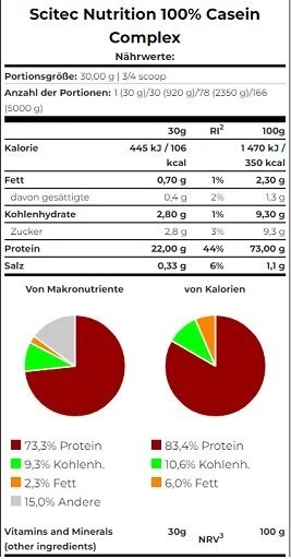 Kazeino milteliai Scitec Nutrition 100% Casein Complex 920 g, vanilės skonio