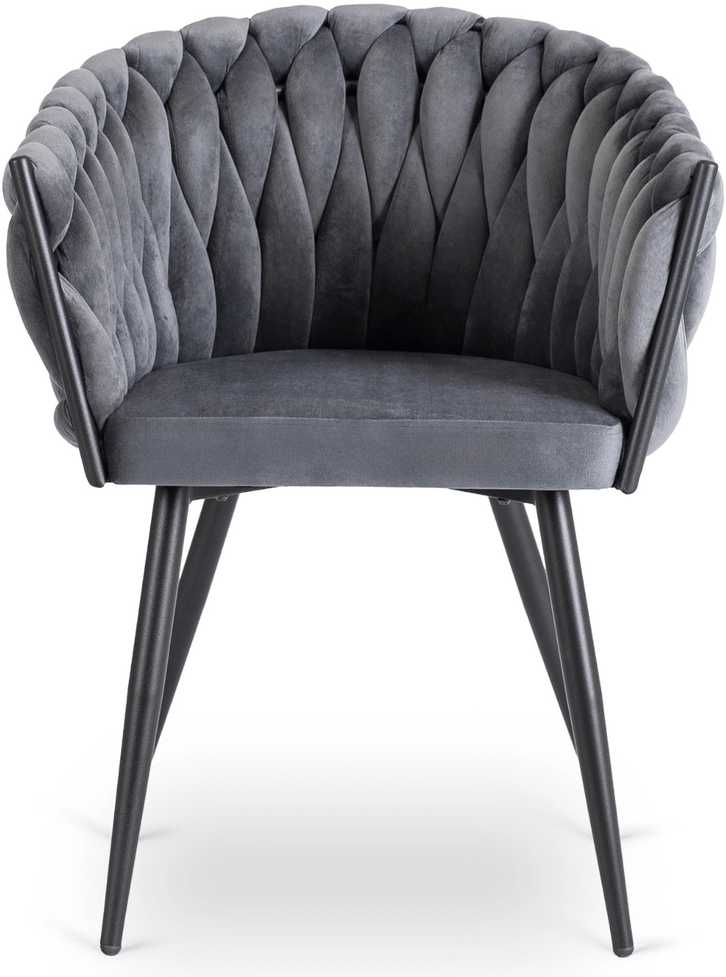 Fotelis Mebel Elite Minkšta kėdė, Glamour Velour ELENA Braided Pilkas, skirta poilsio kambariui valgomajame