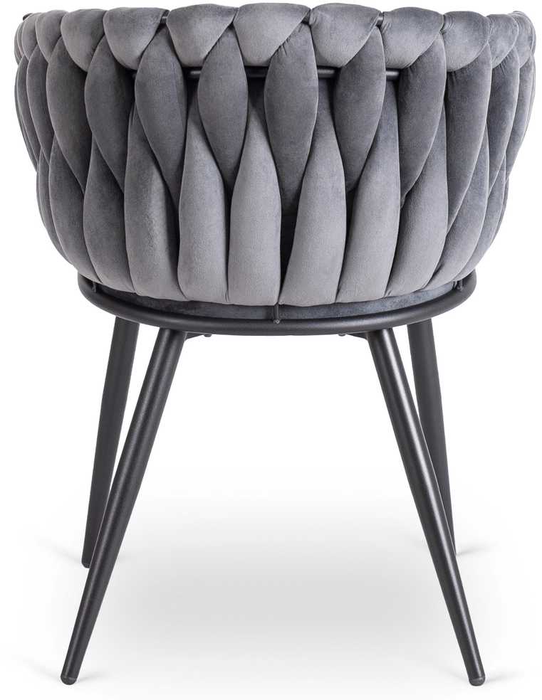 Fotelis Mebel Elite Minkšta kėdė, Glamour Velour ELENA Braided Pilkas, skirta poilsio kambariui valgomajame