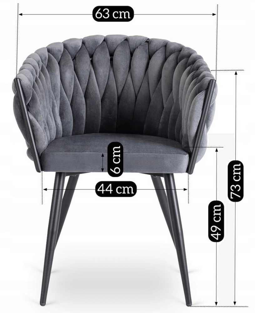 Fotelis Mebel Elite Minkšta kėdė, Glamour Velour ELENA Braided Pilkas, skirta poilsio kambariui valgomajame