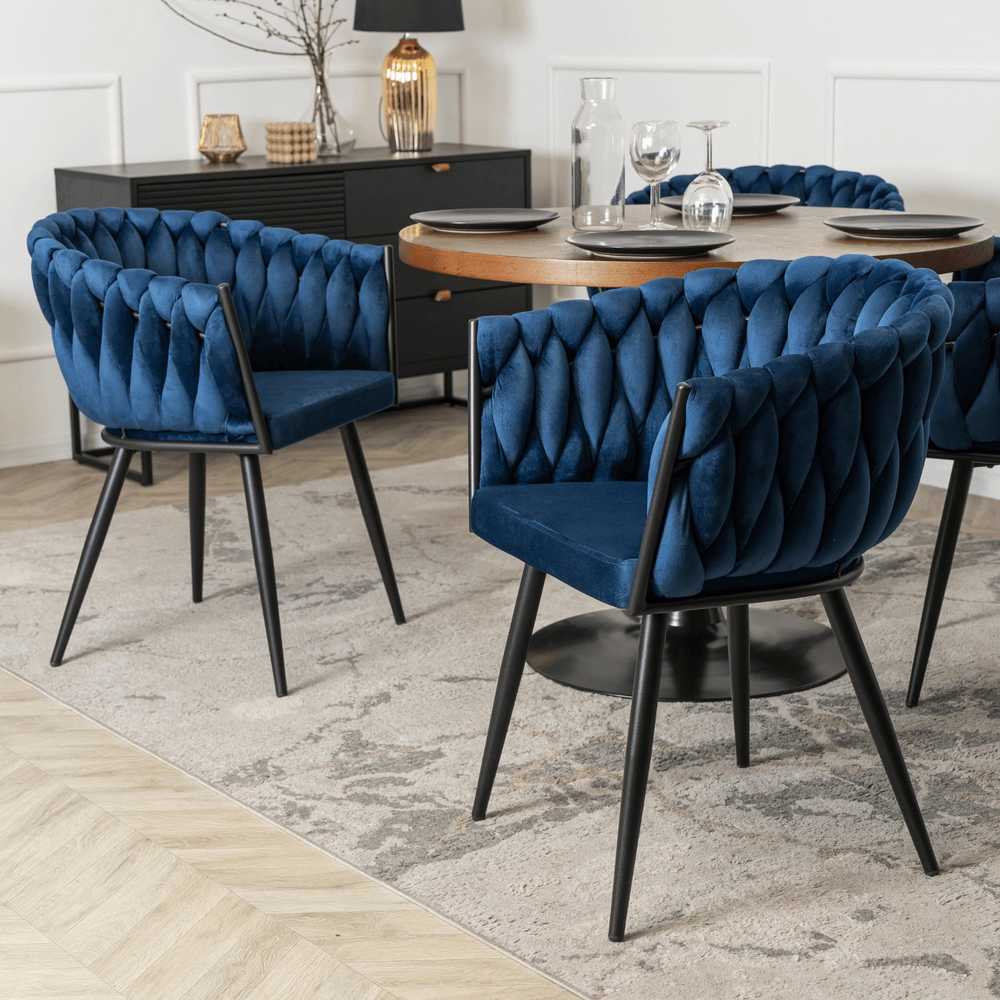 Fotelis Mebel Elite Kėdė ELENA, tamsiai mėlyna, veliūras