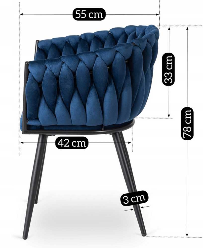 Fotelis Mebel Elite Kėdė ELENA, tamsiai mėlyna, veliūras