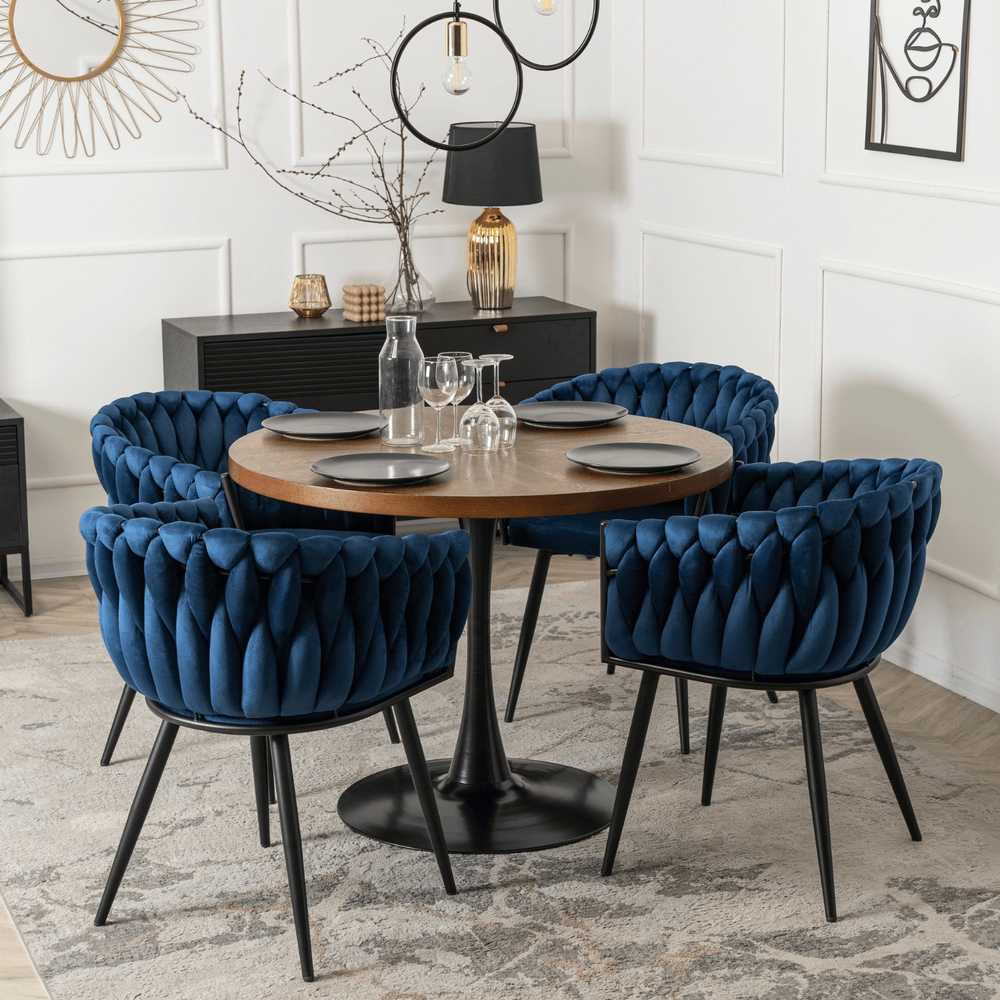 Fotelis Mebel Elite Kėdė ELENA, tamsiai mėlyna, veliūras
