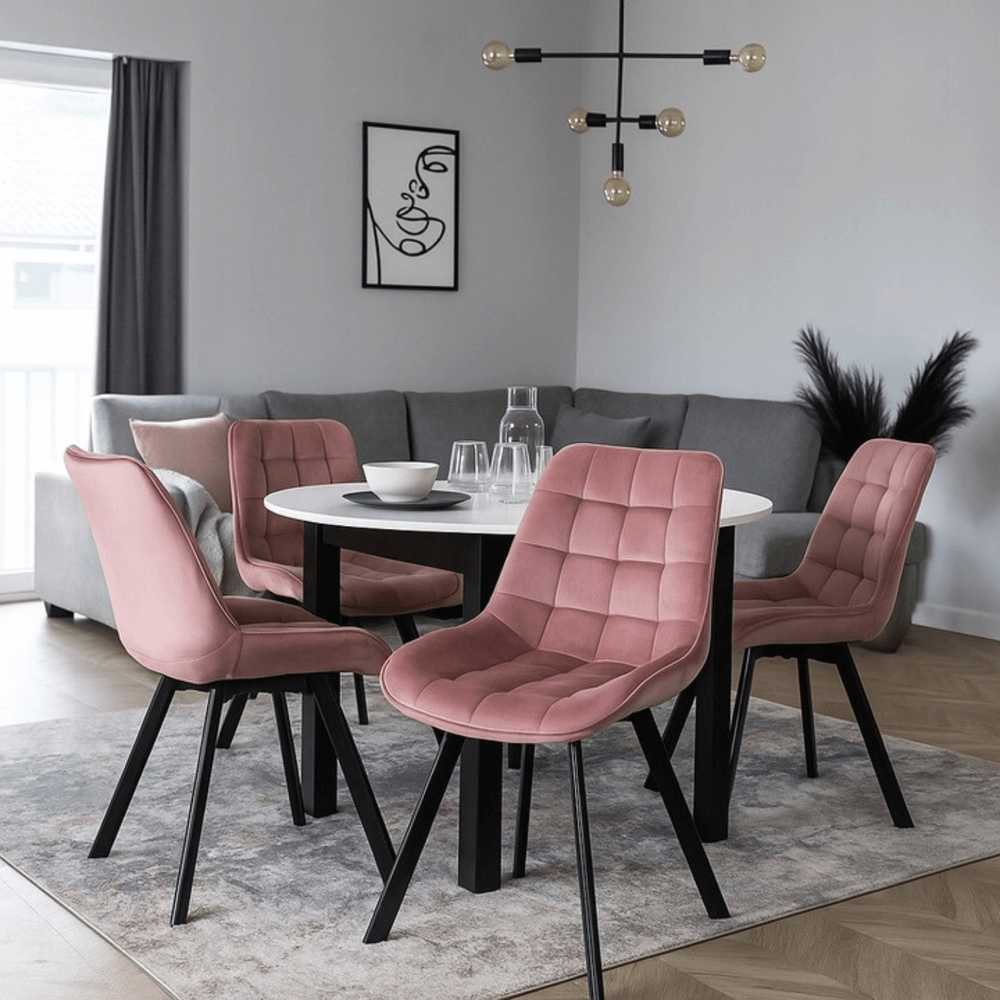 Fotelis Mebel Elite Kėdė RICK, veliūrinė, 53 × 59 × 87 cm, rožinė
