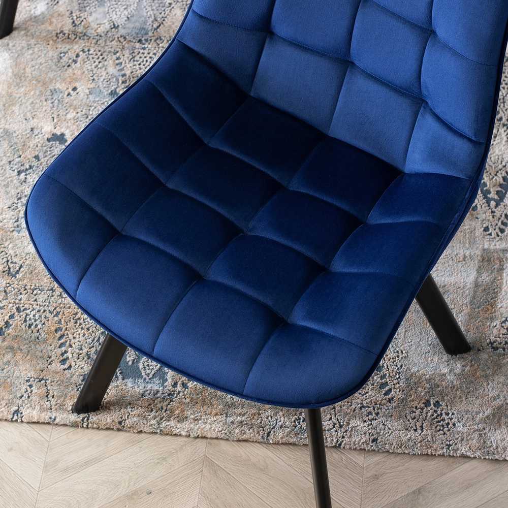 Fotelis Mebel Elite Minkšta veliūrinė virtuvės kėdė valgomajam, svetainei, tamsiai mėlyna RICK