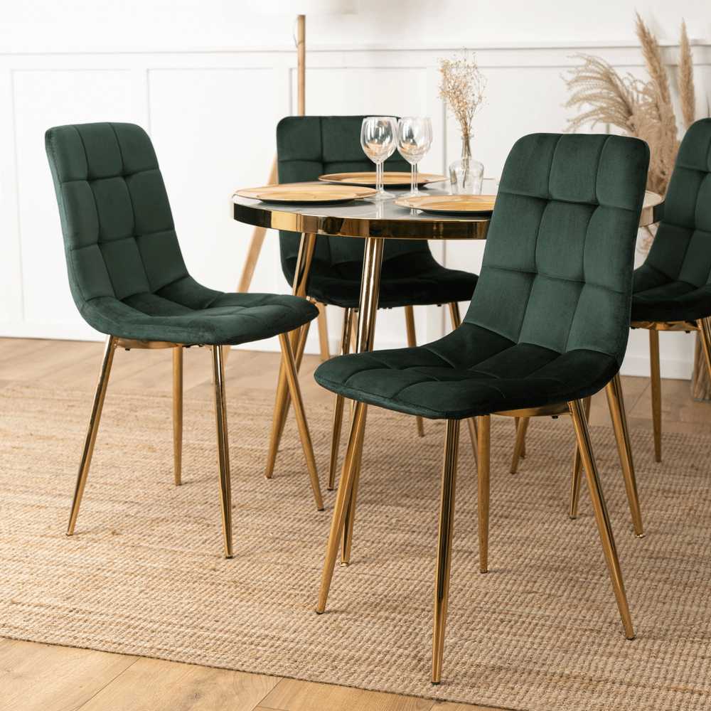 Fotelis Mebel Elite Kėdė YORK, aksominė, žalia, 43 × 52 × 90,5 cm