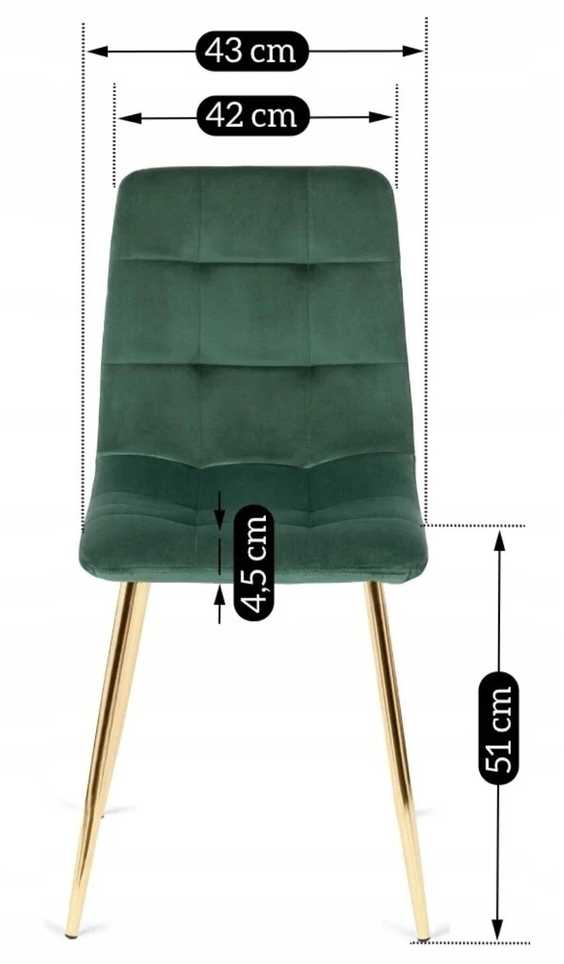 Fotelis Mebel Elite Kėdė YORK, aksominė, žalia, 43 × 52 × 90,5 cm