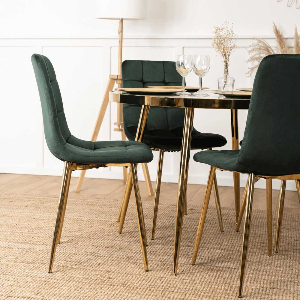 Fotelis Mebel Elite Kėdė YORK, aksominė, žalia, 43 × 52 × 90,5 cm