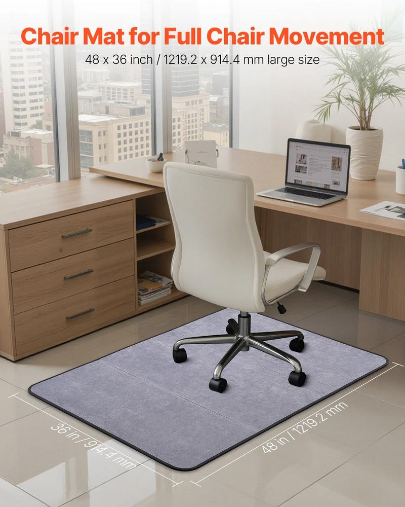 VEVOR Kėdės kilimėlis 1225 x 915 mm, pilkas