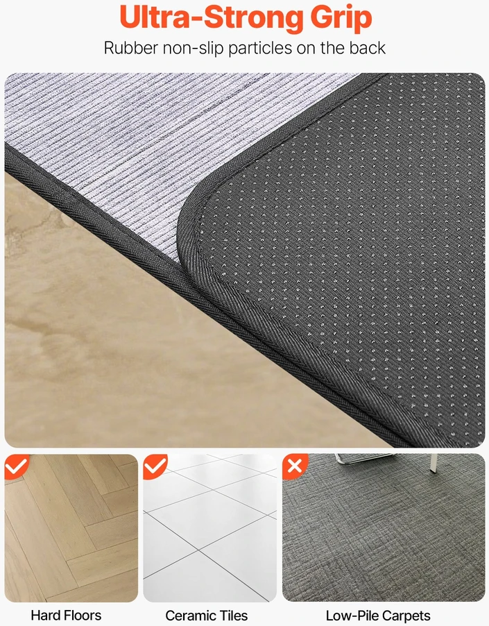 VEVOR Kėdės kilimėlis 1225 x 915 mm, pilkas