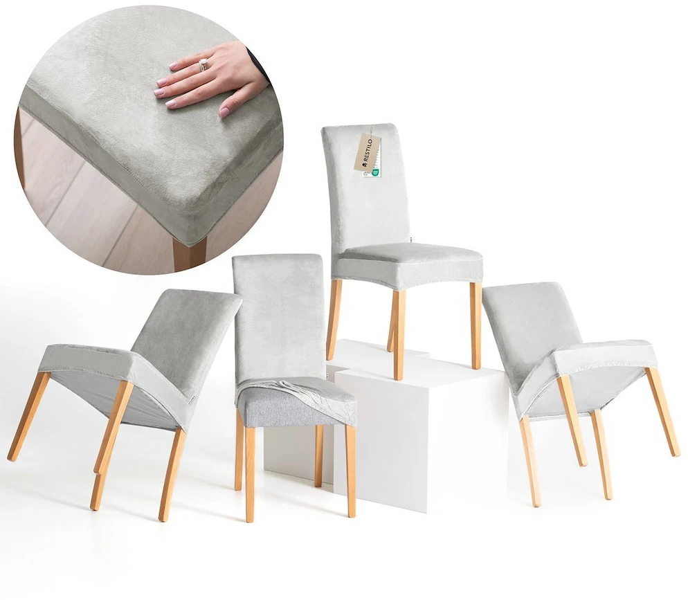Kėdės užvalkalas Sento AmeliaHome 48 × 48 × 58 + 10 cm, sidabrinis