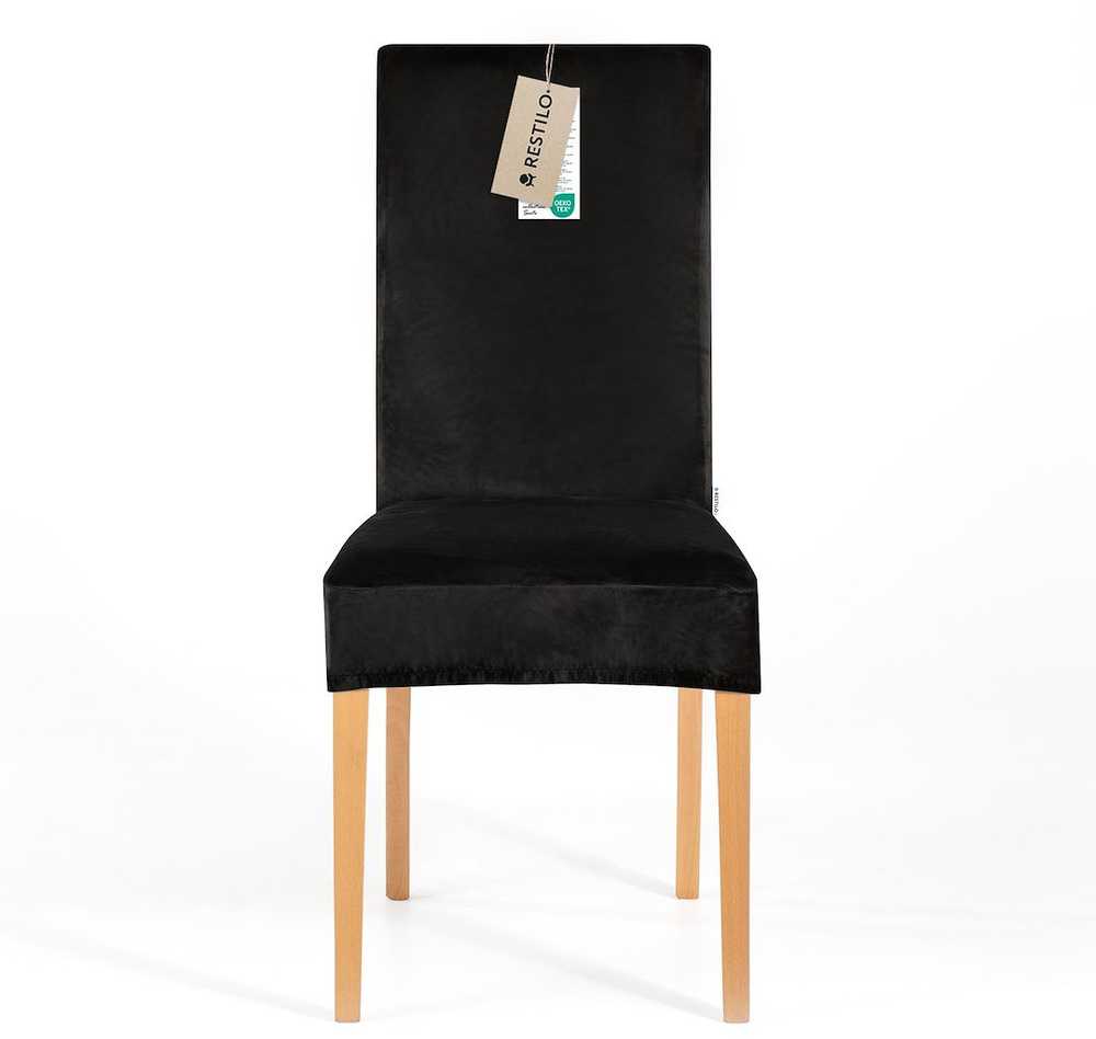 Kėdžių užvalkalai 48×48×58+10 cm juodi 6 vnt. Restilo
