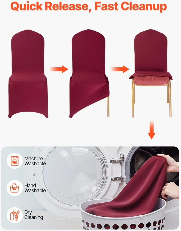 VEVOR 50 vnt. bordo kėdžių užvalkalai poliesterio elastanas