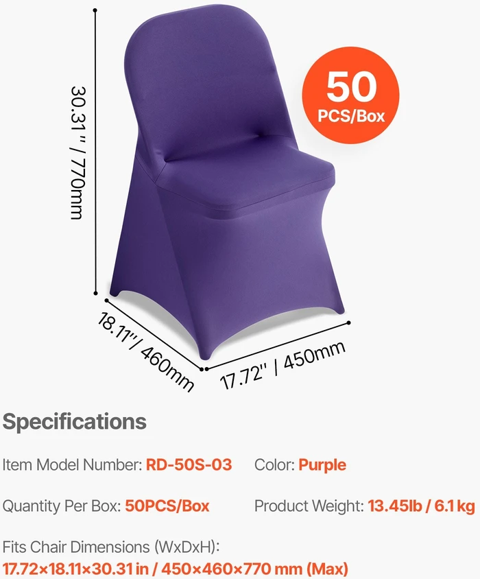 VEVOR 50 violetinės sėdynių užvalkalai