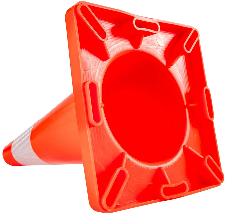 VEVOR Eismo saugumo kūgiai 45,7 cm, PVC pagrindas, oranžiniai atšvaitiniai, 12 vnt. pavojaus kūgiai parkavimui