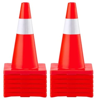 VEVOR Eismo saugumo kūgiai 45,7 cm, PVC pagrindas, oranžiniai atšvaitiniai, 12 vnt. pavojaus kūgiai parkavimui