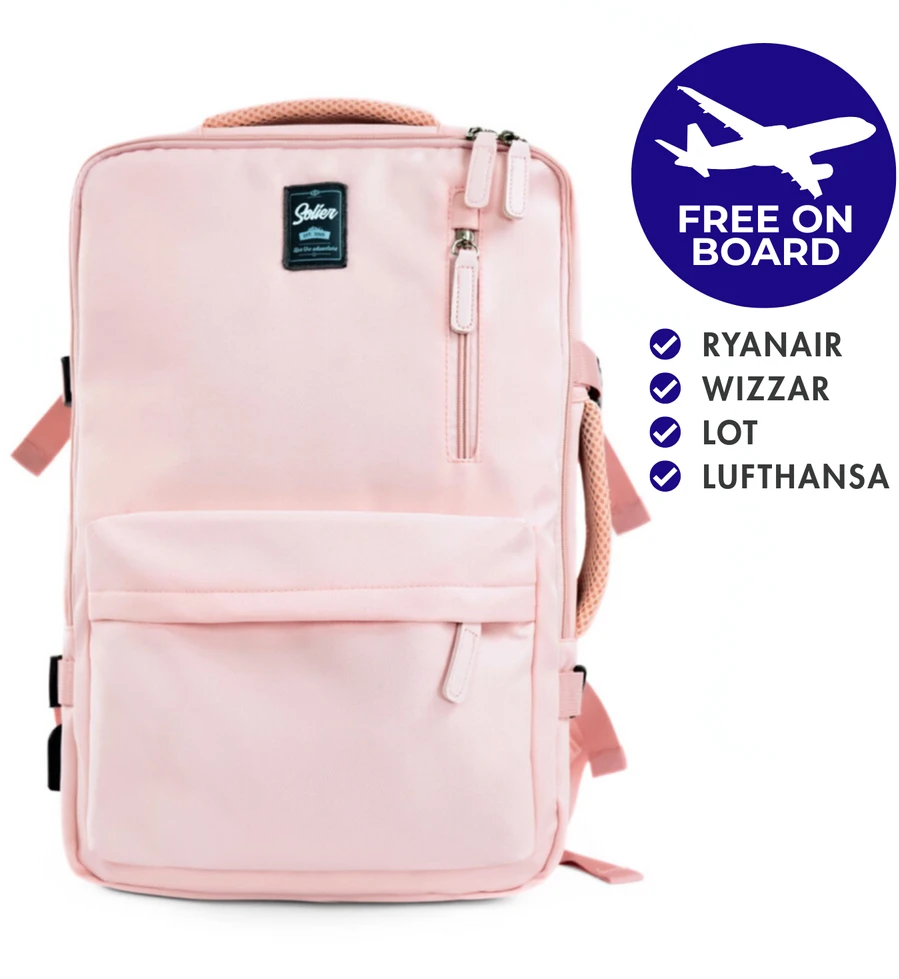 Solier Kelioninė kuprinė Ryanair Wizzair lengva FV06 Noa - Rožinė