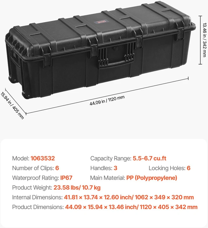 VEVOR 5,5 cu.ft atsparus oro sąlygoms dėklas su 3 rankenomis