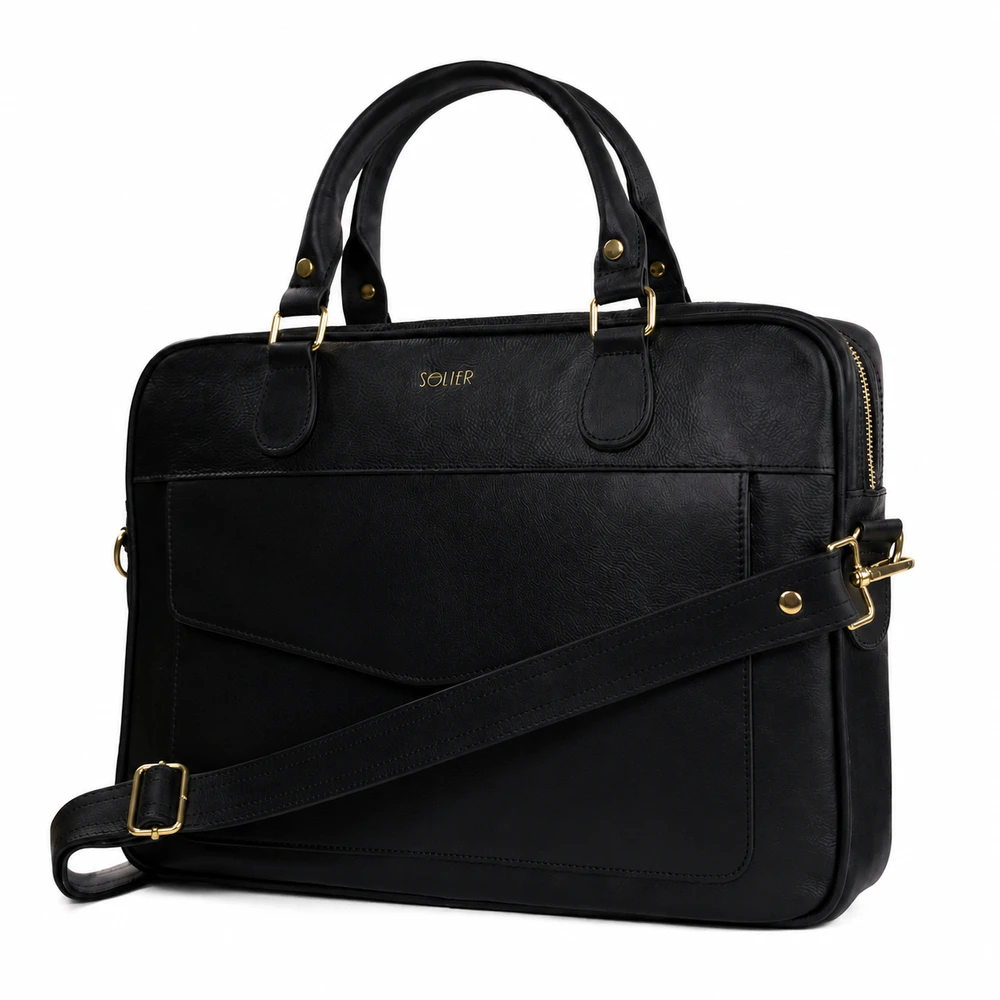 Gold Genuine leather woman s laptop bag FL25 juodas with snake pattern