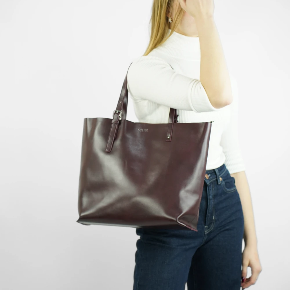 Moteriška shopper rankinė Solier FL32 Tivora – bordo