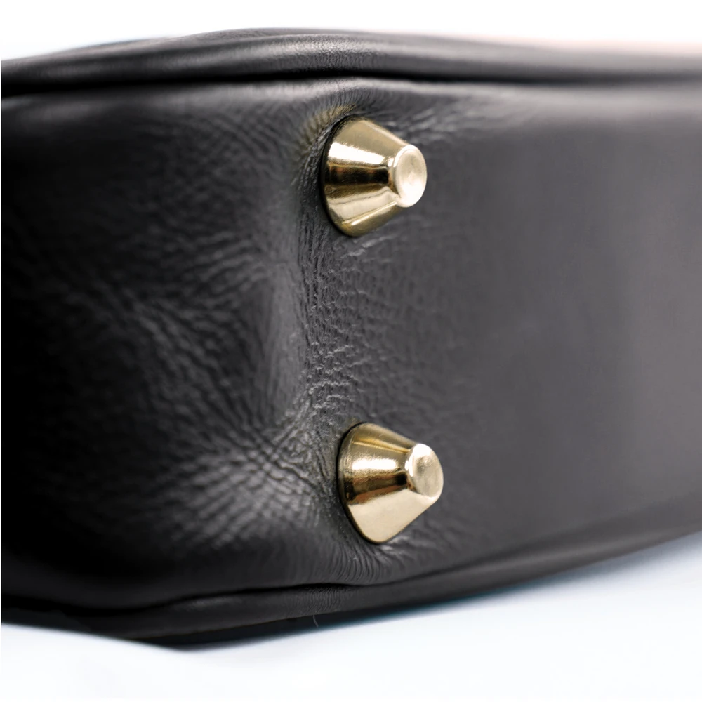 Gold Genuine leather woman s laptop bag FL25 juodas with snake pattern