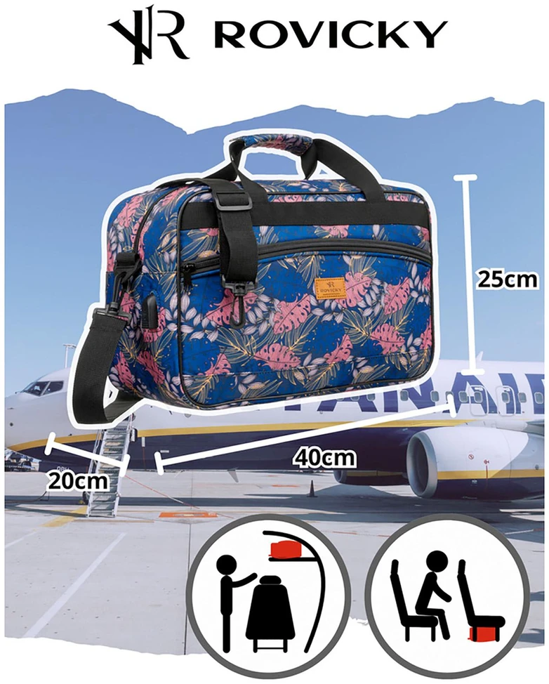 Lėktuvo kelioninis krepšys 40x20x25 Rovicky rankinis bagažas Ryanair Wizzair