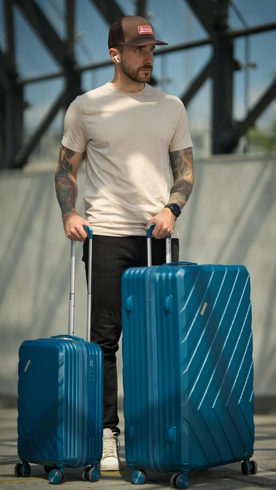 Solier Luggage Kelioninis lagaminas vidutinis M 24 kietas ABS - Solier KYOTO 1071 - Mėlyna