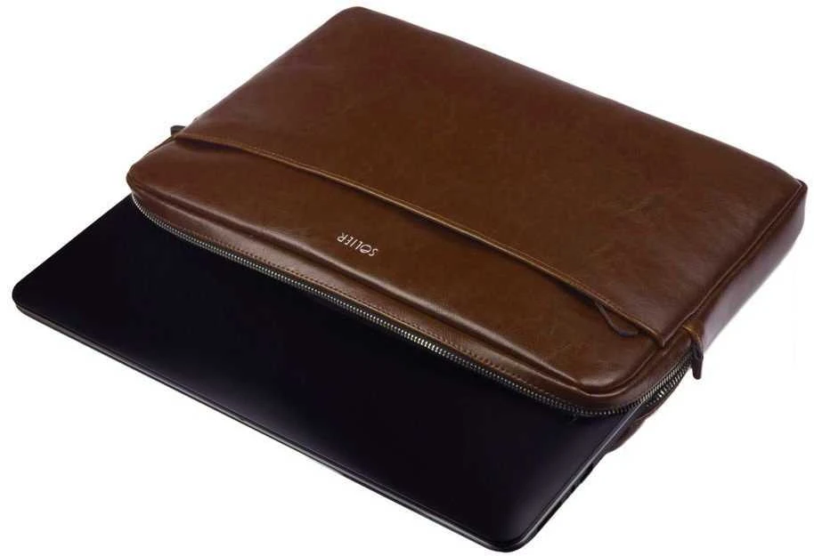 Natūralios odos nešiojamojo kompiuterio dėklas 15' Solier SA24A Vintage Brown