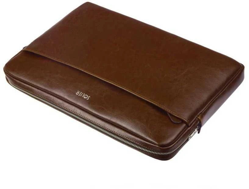 Natūralios odos nešiojamojo kompiuterio dėklas 15' Solier SA24A Vintage Brown