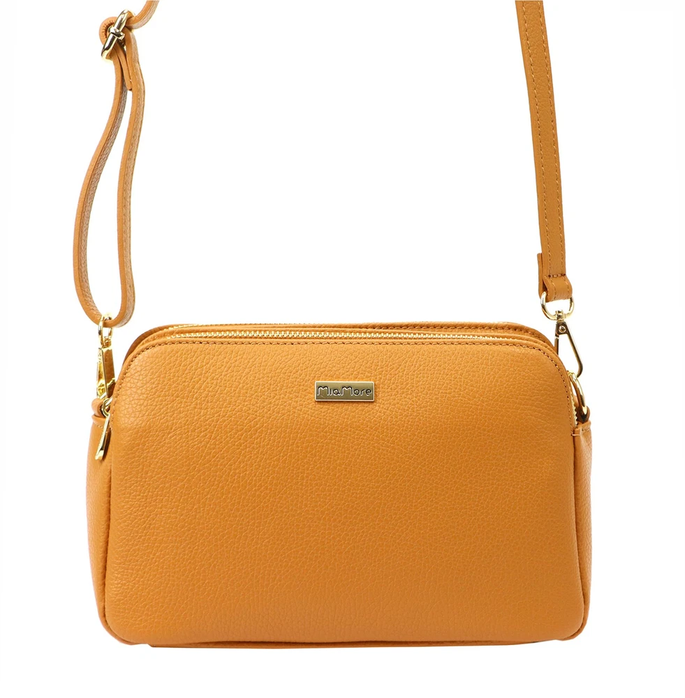 Moteriška odinė crossbody rankinė MiaMore, ruda